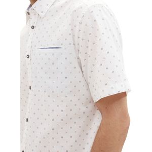 TOM TAILOR - 34713 - Herenhemd - Wit - Regular Fit, Korte Mouwen, Popeline Weefsel