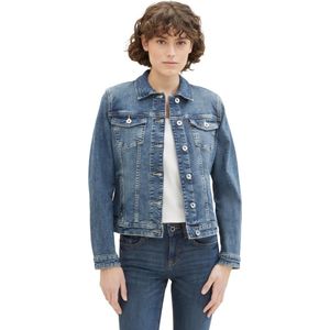 TOM TAILOR - Jeansjack - Blauw - Katoenmix - Recht Model - Borstzakken