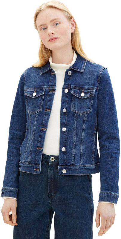 TOM TAILOR - 1041046 - Jeansjas - Versleten Denim Blauw - Katoen