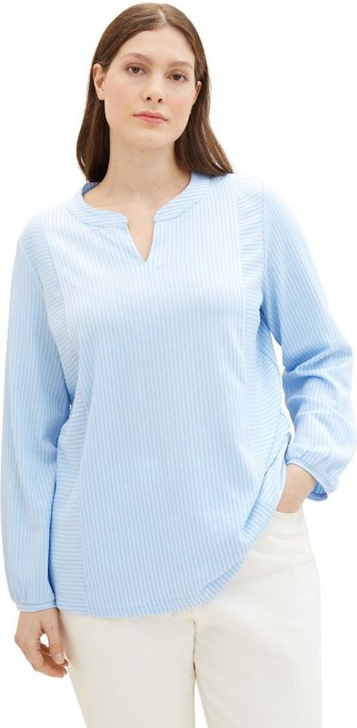 Blouse - Gestreept - V-hals - Gerecycled Polyester - Katoen