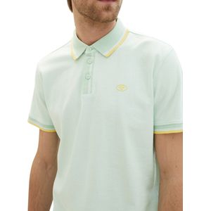 TOM TAILOR - 35203 - Poloshirt - Wit Mint Twotone - Regular Fit, Piqué-stof met Stretchaandeel