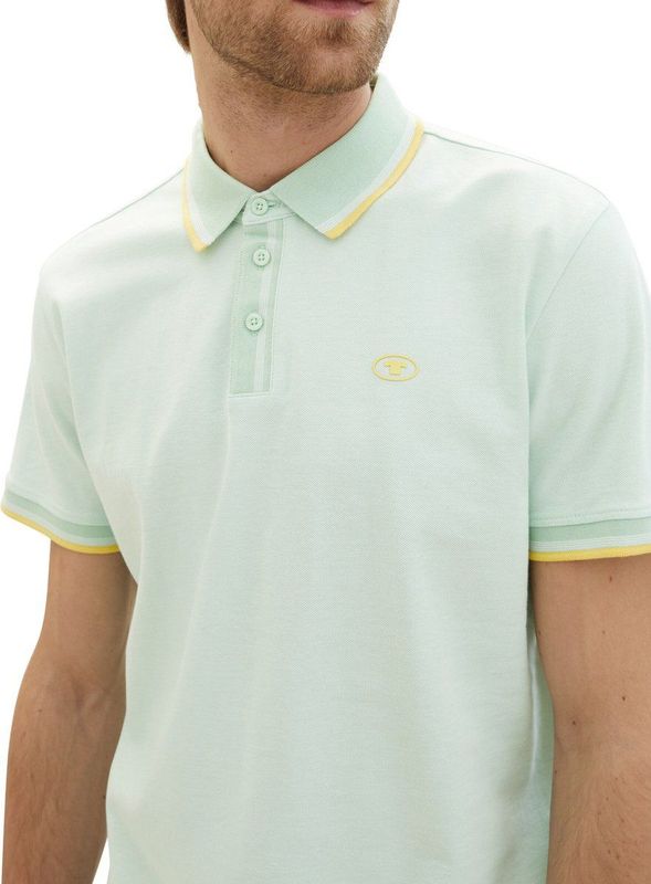 TOM TAILOR - Poloshirt - Wit Mint Twotone - Korte Mouwen - Piqué-Stof