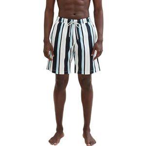 TOM TAILOR Zwemshorts voor heren, 35021 - Teal Multi Block Stripe, S