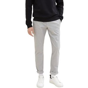 Tom Tailor Denim Slim Fit chinobroek met riem voor heren, 35710 - Grijs Wit Mini Houndstooth, 27W / 32L