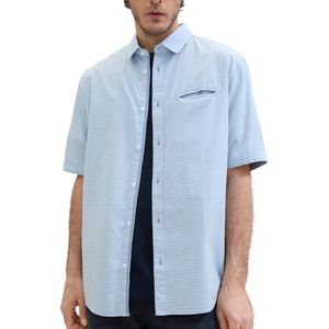 TOM TAILOR heren overhemd, 35420 - Blauwe gekleurde stippen structuur, XL