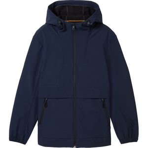 TOM TAILOR - Softshell-windjack - Sky Captain Blue - Polyester - Capuchon met Steekzakken