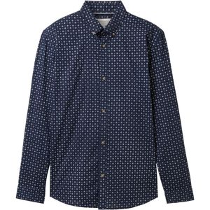 Tom Tailor Denim - Fitted Printed - Herenoverhemd - Blauw - Katoen