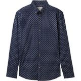 Tom Tailor Denim - Fitted Printed - Overhemd - Blauw - Katoen