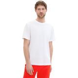 Tom Tailor - T-shirt - Wit - Met Piqué Structuur