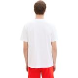 Tom Tailor - T-shirt - Wit - Met Piqué Structuur