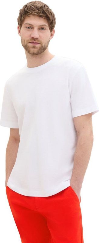 Tom Tailor - T-shirt - Wit - Met Piqué Structuur