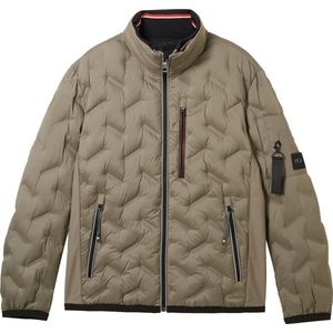 TOM TAILOR - Hybride Herenjas - Smokey Olive Green - Met Capuchon en Opstaande Kraag