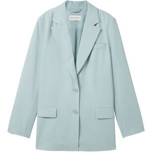 Tom Tailor - Lange Blazer - Dusty Mint Blue - Met Klepzakken