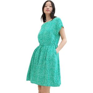 Minimal - Midi-Jurk - Groen - All-over Print - Steekzakken