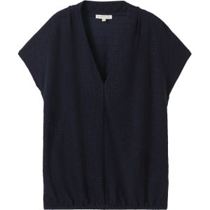 Blouse - Effen - V-hals - Losse Pasvorm - Borduursels - Kwartmouw