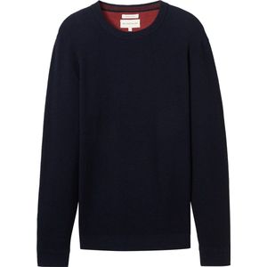 Tom Tailor Heren trui STRUCTURED CREWNECK regular fit Blauw L Ronde Hals Volwassenen