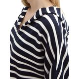 TOM TAILOR - 1042970 - Damestrui - Marineblauw en Wit Gestreept - Met Vleermuismouwen en Capuchon