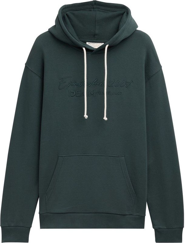 Tom Tailor - Oversized Hoodie - Met Borduursel - Voor Mannen - Lange Mouwen - Kangoeroezak