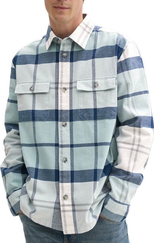 TOM TAILOR heren overhemd, 36019 - Blauw Wit Big Check, S
