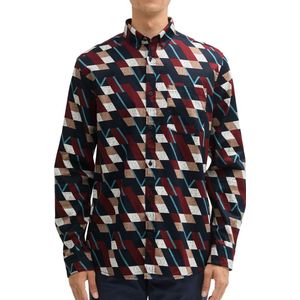 Be Part - Vrijetijdshemd - Kleurrijk - Abstract Patroon - Satijnen Look