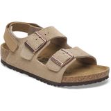 Sandalen - Effen - Leer en Suède - Velcro Sluiting - Platte Hak