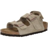 Sandalen - Effen - Leer en Suède - Velcro Sluiting - Platte Hak