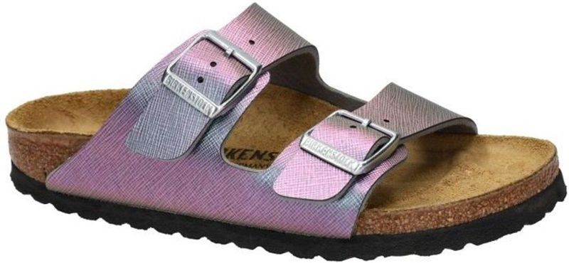 Birkenstock - Arizona Saffiano Iridescent Viola - Slippers - Paars - Natuurkurk Voetbed