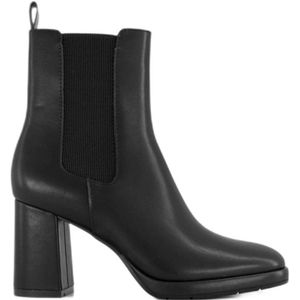 Graceland - Enkellaarsjes - Zwart - Imitatieleer - Blokhak 9 cm