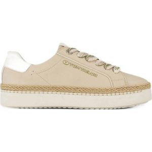 Tom Tailor - Veterschoenen - Beige - Imitatieleer - Platte Zool