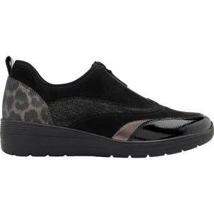 Easy Street - Comfort Instappers - Zwart - Imitatieleer - Sleehak