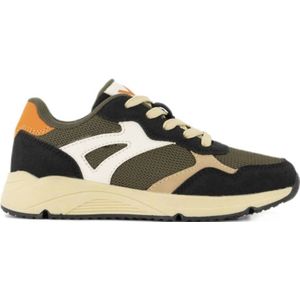Vty - Sneakers - Kaki - Textiel en Imitatieleer - Platte Zool