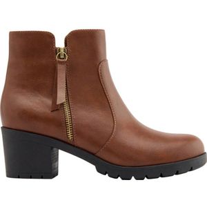 Graceland - Enkellaarsjes - Cognac - Imitatieleer - Blokhak