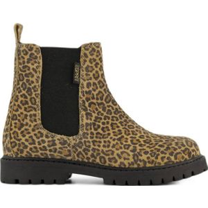 Graceland - Enkellaarsjes - Beige/Zwart - Leren Enkelboots - Panterprint