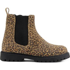 Graceland - Enkellaarsjes - Beige/Zwart - Leren Enkelboots - Panterprint