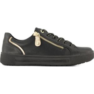 Easy Street - Sneakers - Zwart - Imitatieleer - Platte Zool