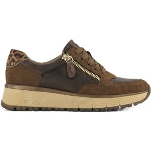 Easy Street - Sneakers - Bruin - Imitatieleer - Vetersluiting - Platte Zool