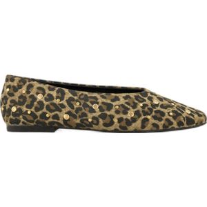 Graceland - Ballerina's - Beige/Zwart - Panterprint met Studs