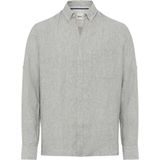 Brax - Overhemd - Grijs - Effen - 100% Linnen - Borstzak