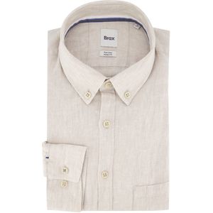 Brax - Overhemd - Beige - 100% Linnen - Lange Mouwen