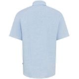 Brax - Linnen Overhemd - Lichtblauw - Korte Mouw - Met Borstzak
