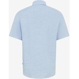 Brax - Linnen Overhemd - Lichtblauw - Korte Mouw - Met Borstzak