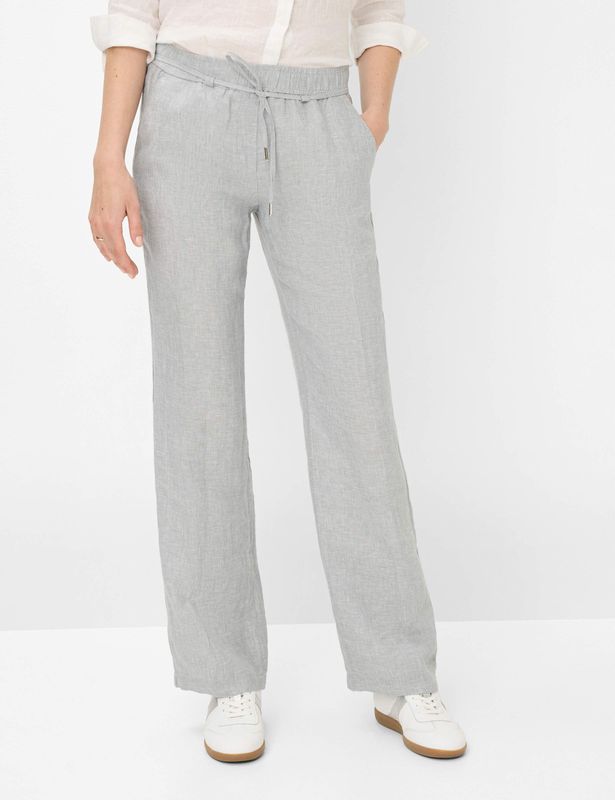 Style Farina Wide Leg vorm in 100% linnen, 09 Grey Melange, 26W / 32L