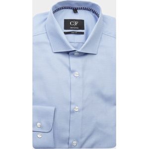 Commander - 213012475/601 - Business Hemd - Blauw - 100% Katoen, Body Fit, Lange Mouw