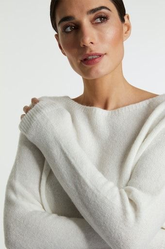 Gebreide Trui - Pearl White - 52% Polyester, 30% Polyamide, 15% Alpaca