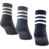 adidas - 3-Stripes Cushioned Korte Sokken - Blauw - 3 Paar - Katoen en Polyester