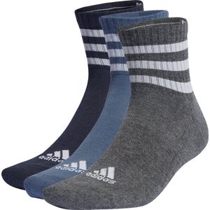 adidas - 3-Stripes Cushioned Korte Sokken - Blauw - 3 Paar - Katoen en Polyester