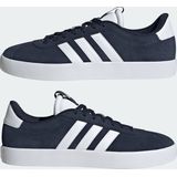 adidas - VL Court 3.0 - Schoenen - Blauw - Leren Bovenwerk - Vetersluiting