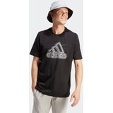 adidas - Geribbelde Ronde Hals T-Shirt - Zwart - 100% Katoen