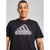 adidas - Geribbelde Ronde Hals T-Shirt - Zwart - 100% Katoen