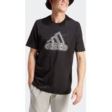 adidas - Geribbelde Ronde Hals T-Shirt - Zwart - 100% Katoen